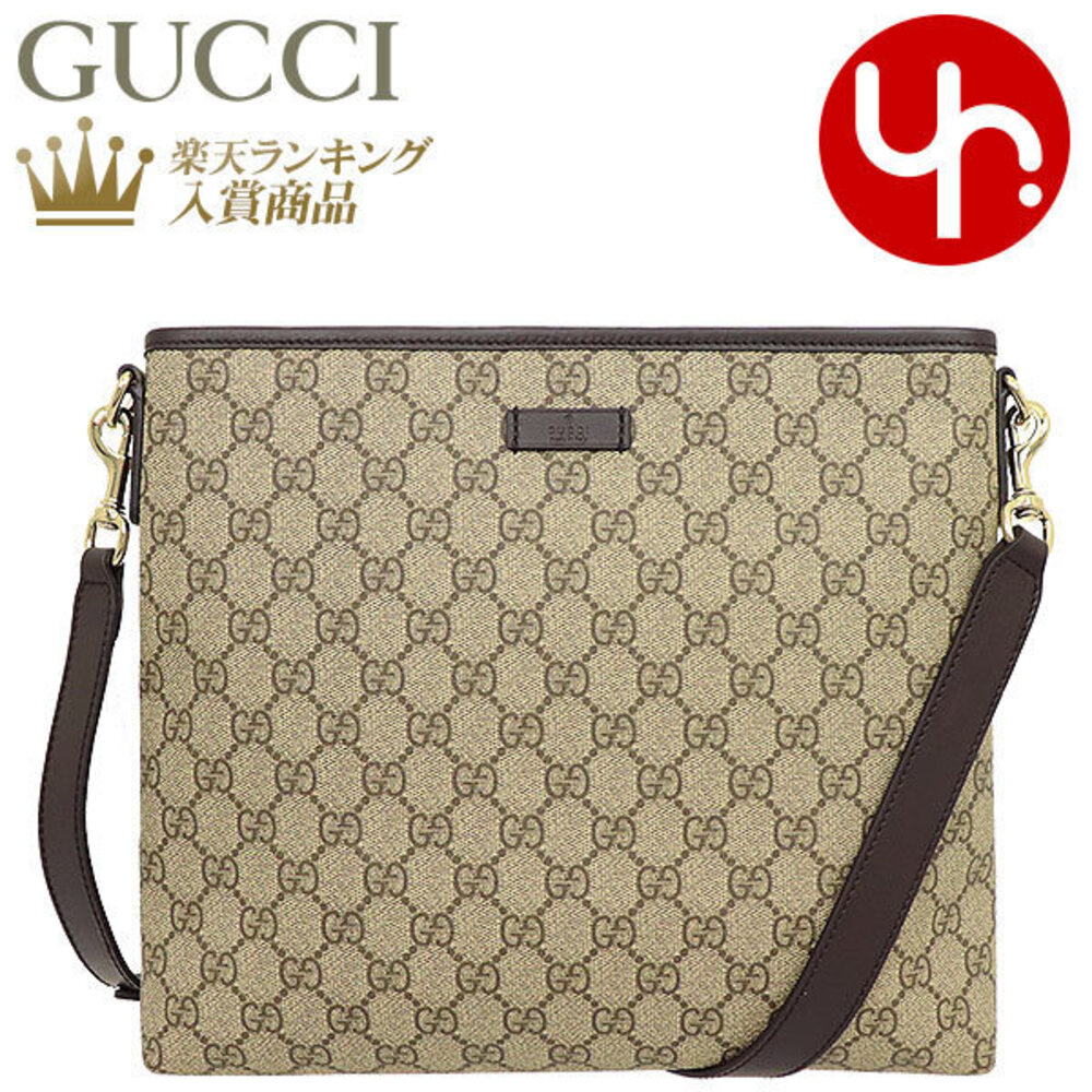 Gucci GG Plus Supreme Flat Crossbody Shoulder Bag Beige Brown